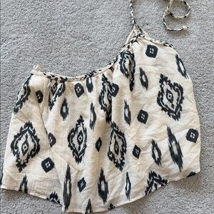 Zara Black & Cream Printed Tie-Strap Camisole one shoulder